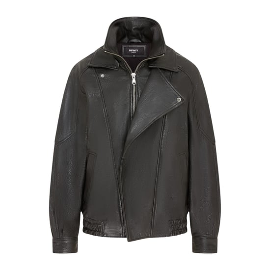 Dames zwart lamsleer Big Bomber Biker Blouson Oversized Jas - Krakau - Image 2