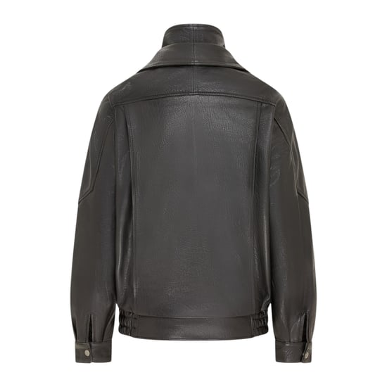 Dames zwart lamsleer Big Bomber Biker Blouson Oversized Jas - Krakau - Image 5