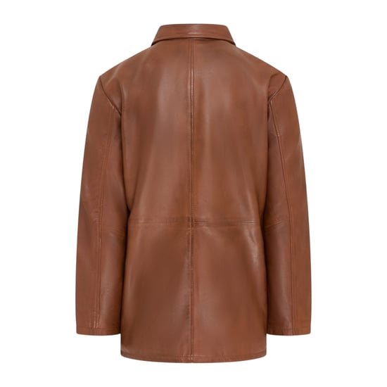 Herenbeige leren jas met lange kraag - Berry - Image 4