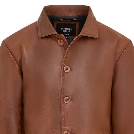 Herenbeige leren jas met lange kraag - Berry - Image 5