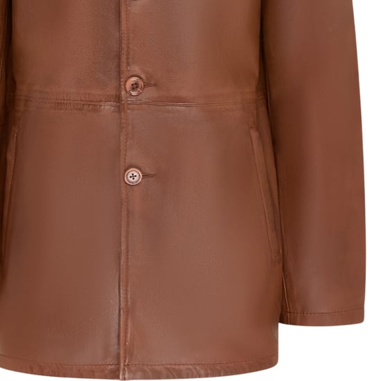 Herenbeige leren jas met lange kraag - Berry - Image 6