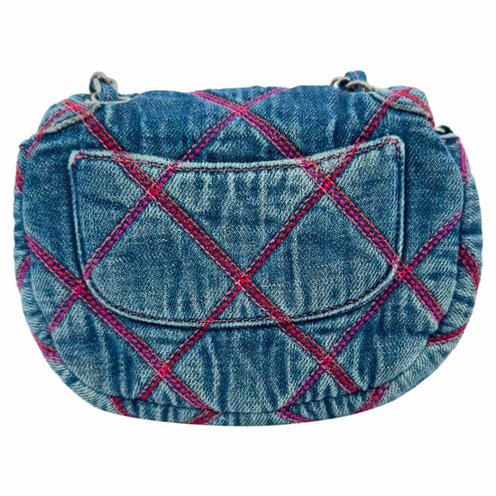Chanel Coco Beach Mini Schoudertas in Blauw Katoen - Image 4
