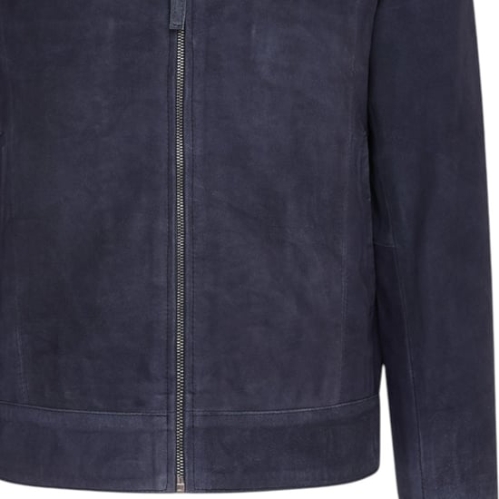 Mannen marineblauwe geitensuède leren Harrington Biker Jas - Berlijn - Image 5