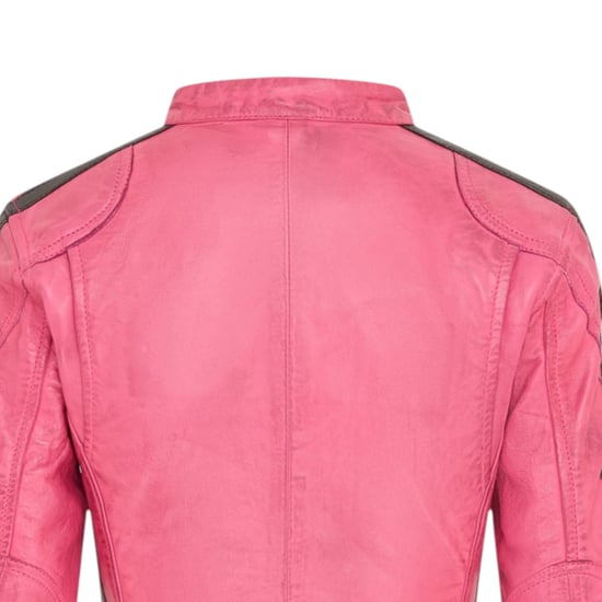 Dames Biker Racing Badges Fuchsia-leren jas-Eastleigh - Image 6