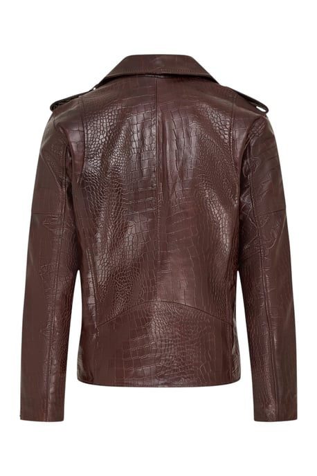 Bruine koeienleer alligatorprint Imboss Biker Jas - Forge - Image 5