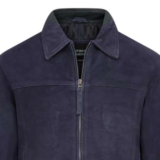 Heren Navy Geit Suède Leren Harrington Biker Jas - Bursa - Image 6