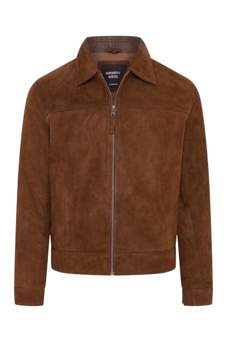 Mannen Bruine Geitensuède Leren Harrington-bikerjas - Ridge - Image 2