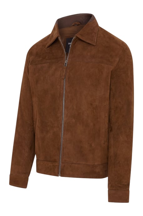 Mannen Bruine Geitensuède Leren Harrington-bikerjas - Ridge - Image 3