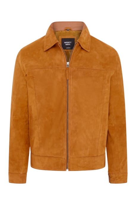Heren beige geitensuède leren Harrington-motorjas - Ridge - Image 2