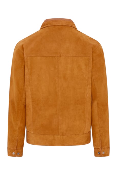 Heren beige geitensuède leren Harrington-motorjas - Ridge - Image 5