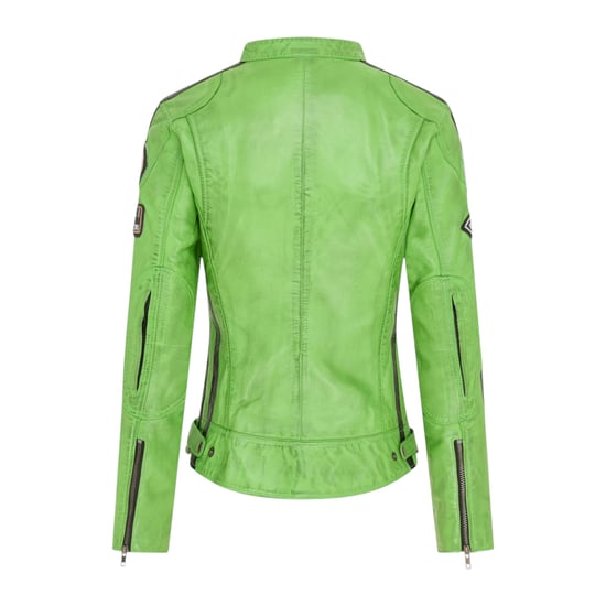 Dames Biker Racing Badges Groene Leren Jas-Eastleigh - Image 4