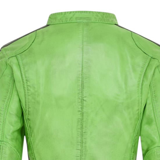 Dames Biker Racing Badges Groene Leren Jas-Eastleigh - Image 6