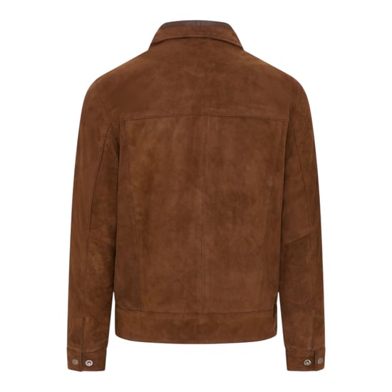 Heren Bruine Geitensuède Leren Harrington Biker Jas - Bursa - Image 5