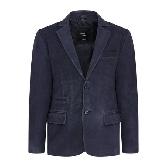 Mannen Italiaanse marineblauwe leren blazerjas met leren blazerjack - Aarau - Image 1