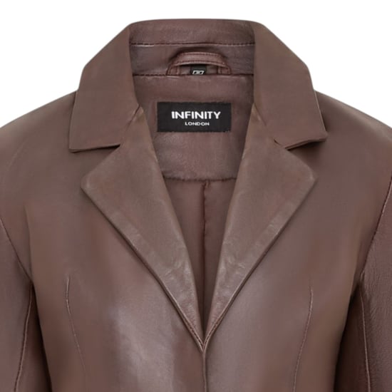 Dames Conker Brown Italiaanse leren blazerjas - Chongqing - Image 6