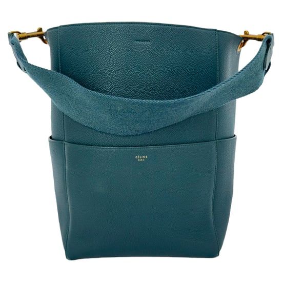 Celine Medium Sangle Emmertas in Groene Leer - Image 1