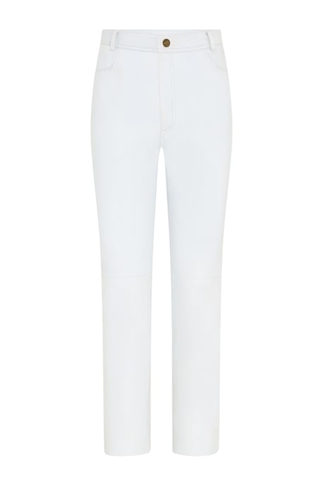 Dames Wit Lamsleer 501 Biker Jeans - Scharlaken - Image 2