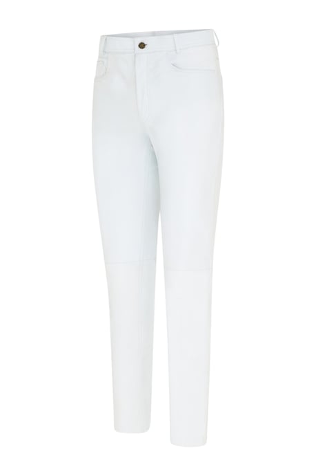 Dames Wit Lamsleer 501 Biker Jeans - Scharlaken - Image 3