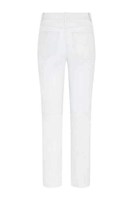 Dames Wit Lamsleer 501 Biker Jeans - Scharlaken - Image 4