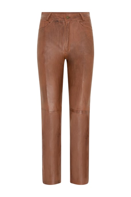 Dames Tan Lamsleer 501 Biker Jeans - Scharlakenrood - Image 2