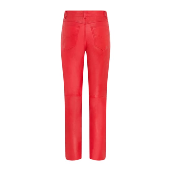 Dames Red Lamb Leather 501 Biker Jeans - Ankara - Image 3