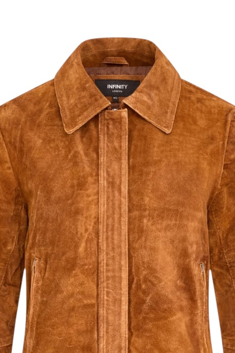 Dames beige suède leren bomber Blouson Varsity Jas - Stella - Image 6