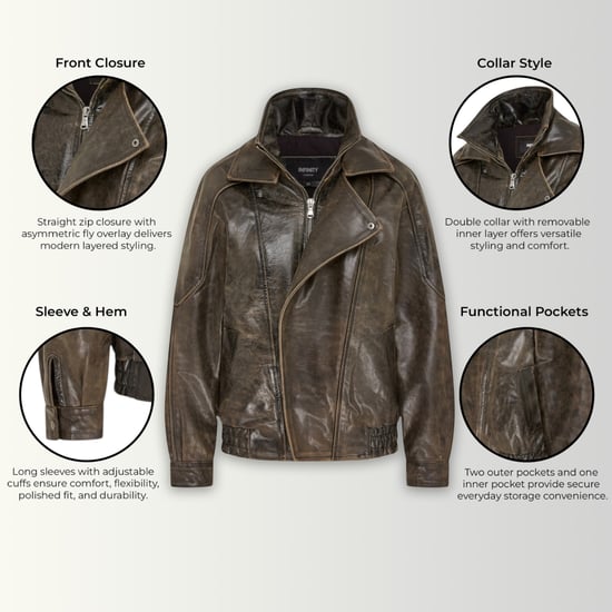 Dames bruine koeienleer Big Bomber Biker Blouson Oversized Jas - Krakau - Image 3