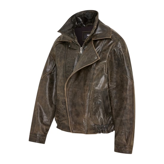 Dames bruine koeienleer Big Bomber Biker Blouson Oversized Jas - Krakau - Image 4