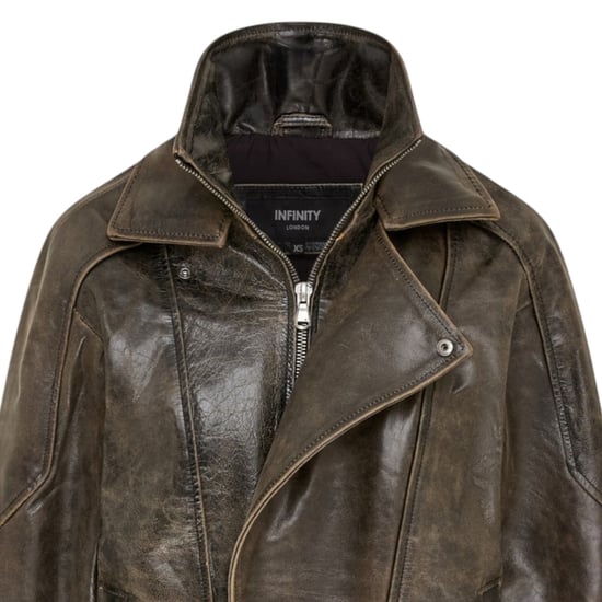 Dames bruine koeienleer Big Bomber Biker Blouson Oversized Jas - Krakau - Image 6