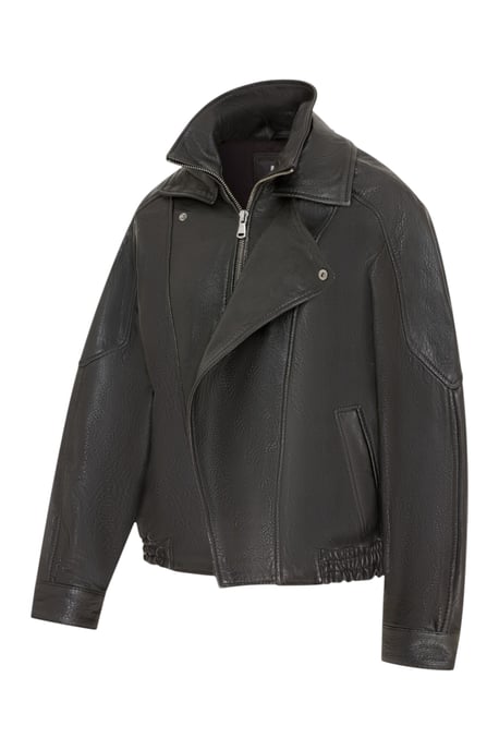 Dames zwarte lamsleer Big Bomber Biker Blouson Oversized Jas - Bloom - Image 3