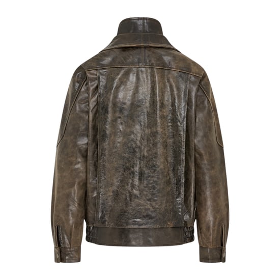 Dames bruine koeienleren Biker Blouson Oversized Jas - Grote Bomber - Image 4