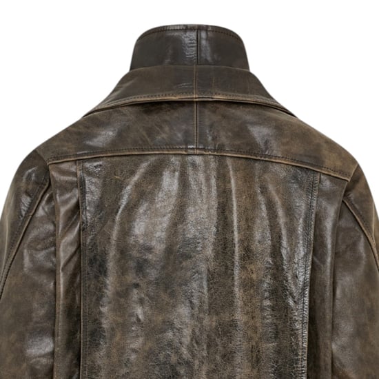 Dames bruine koeienleren Biker Blouson Oversized Jas - Grote Bomber - Image 6