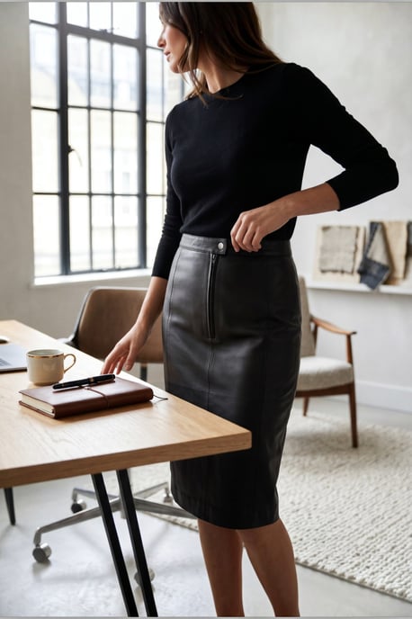 Dames zwarte leren Biker potlood lange midi rok - Belle - Image 1