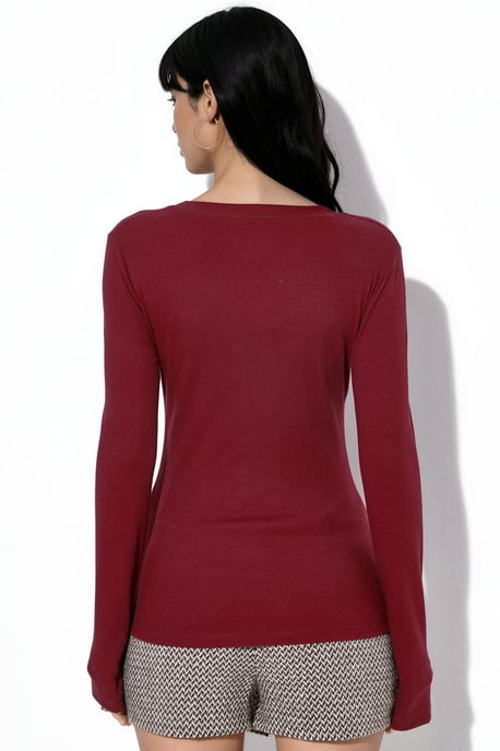 Dames Ribbel Slim-Fit Lange Mouwen Top - Image 3