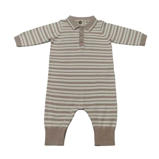 Pretty Green Gestreepte rompertje voor baby’s (Beige/Bruin) - Image 1