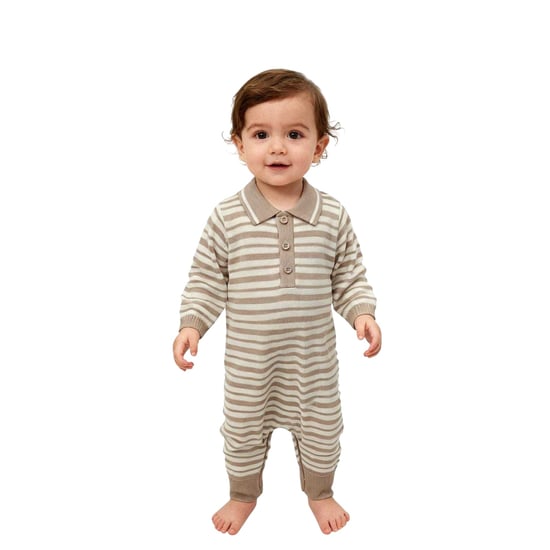 Pretty Green Gestreepte rompertje voor baby’s (Beige/Bruin) - Image 3