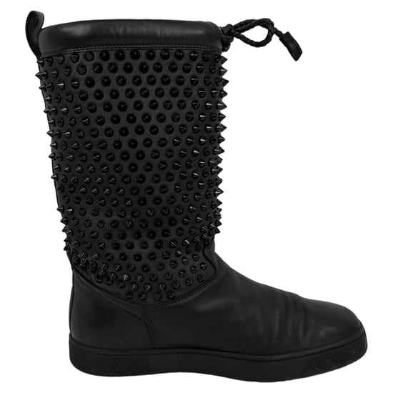 Christian Louboutin Surlapony Gespikkelde Mid Calf Boots in Zwart Leer - Image 1