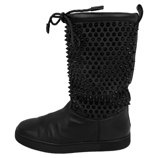 Christian Louboutin Surlapony Gespikkelde Mid Calf Boots in Zwart Leer - Image 4
