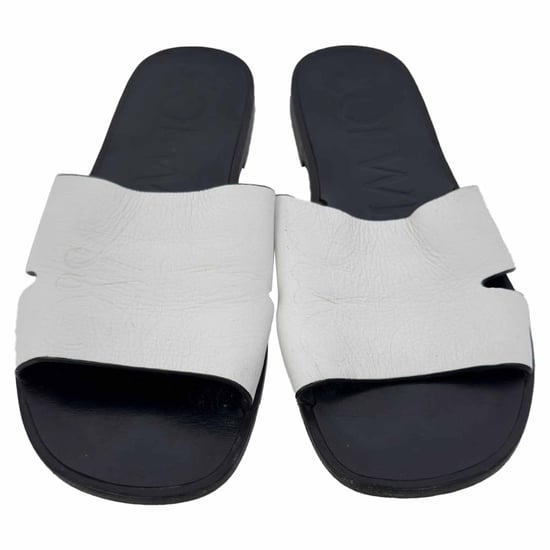 Loewe Logo Slippers Flat van Witte Leer - Image 4