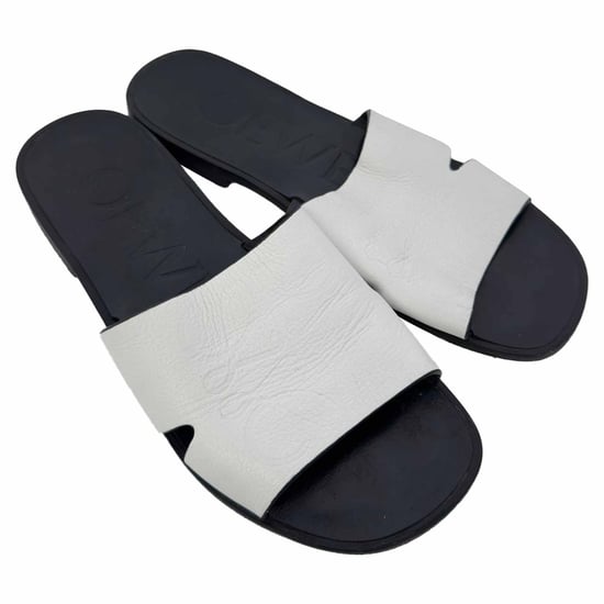 Loewe Logo Slippers Flat van Witte Leer - Image 6