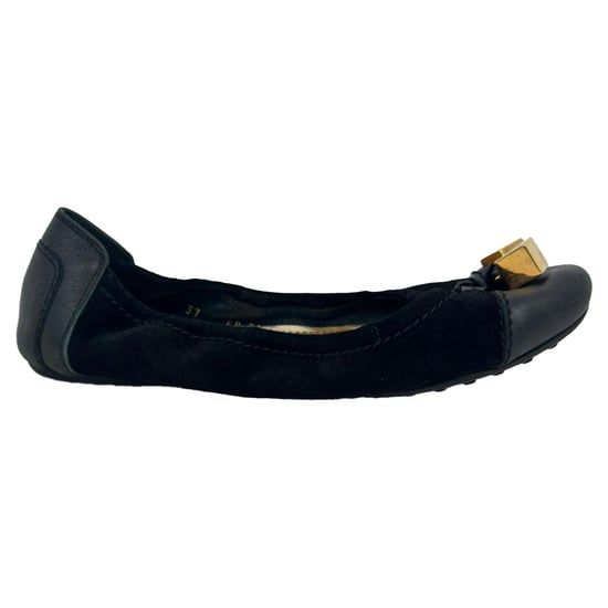 Louis Vuitton Monogram Cube Accent Ballerina's in Zwarte Suède - Image 1
