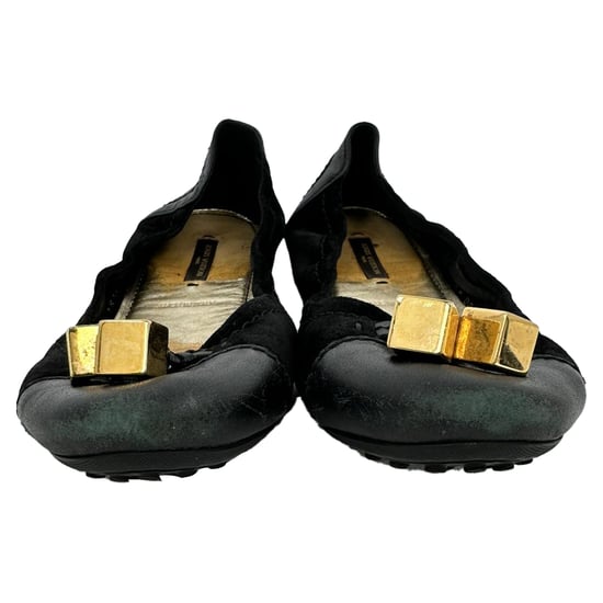 Louis Vuitton Monogram Cube Accent Ballerina's in Zwarte Suède - Image 2