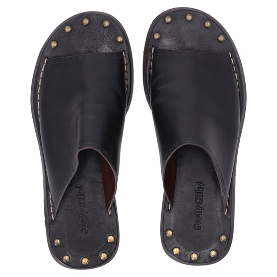 See by Chloé Studded Slide Sandalen in Zwart Leer - Image 6