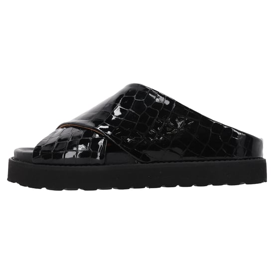 Ganni Croc-effect Slippers in Zwart Patent Kalfsleer - Image 2