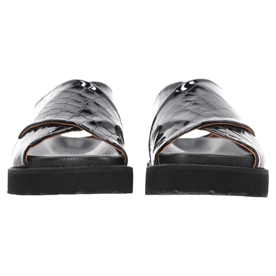Ganni Croc-effect Slippers in Zwart Patent Kalfsleer - Image 3