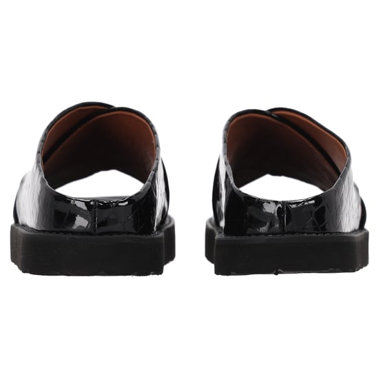 Ganni Croc-effect Slippers in Zwart Patent Kalfsleer - Image 4