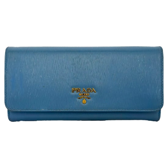 Prada Vitello Move Flap Continental Wallet in Blauw Leer - Image 1