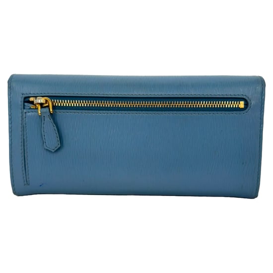 Prada Vitello Move Flap Continental Wallet in Blauw Leer - Image 4