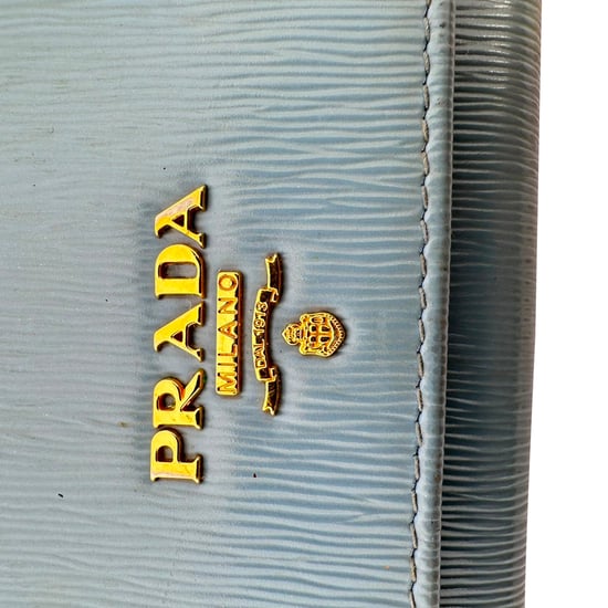 Prada Vitello Move Flap Continental Wallet in Blauw Leer - Image 5