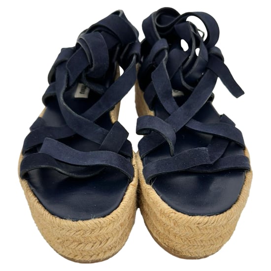 Miu Miu Sleehakken Sandalen met Bandjes in Donkerblauw Leer en Suède - Image 2
